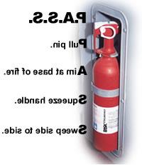 PASS: Pull pin, Aim at base of fire, Squeeze handle, Sweep side to side